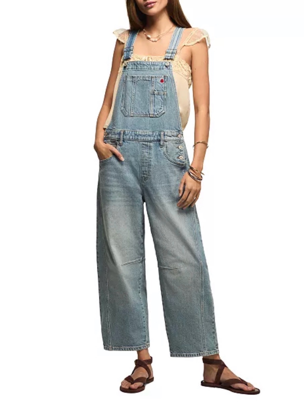 Lucky Brand Wide Leg Barrel Coastal Cowgirl Denim Overalls Xxl